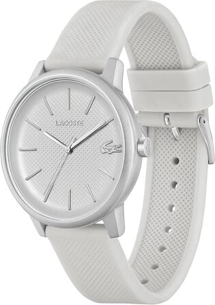 Годинник чоловічий Lacoste 12.12 Move Analog Quartz сріблясто-білий з силіконовим браслетом