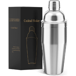 Cocktail Shaker, 750 ml Martini Shaker, Food-Grade Stainless Steel, Martini Mixer, Integrated Strainer, Luckygoobo Drink Shaker, Bartender Set, Gifts.
