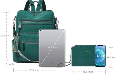 Шкіряний рюкзак-сумка для жінок Shrrie: модна, перемикається, для подорожей, vintage темно-зелений