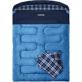 Спальний мішок для двох дорослих з флісу, зимовий, з подушками та сумкою для перенесення, 233*157 см (Блакитний)