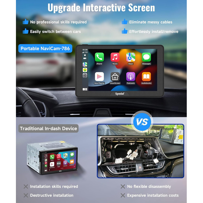 Безпровідний CarPlay і Android Auto Spedal CL786, 7