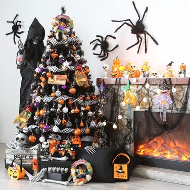 41 штука прикрас для ялинки Sea Team з міцного пластику з ниткою, середнього розміру (60 мм), оранжеві та 30 мм для декору ялинки, вечірки, весілля