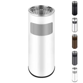 WELLGRO Асбечка-контейнер для сміття 2в1 з нержавіючої сталі для вулиці. Стійка, пожежобезпечна, велика, біла. Підходить для тераси, входу, комерційних приміщень.