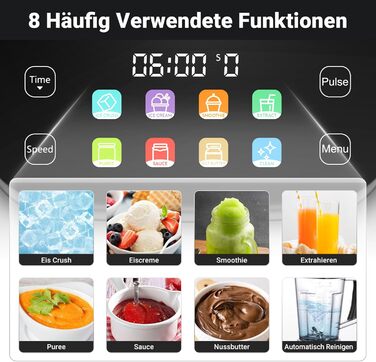 AMZCHEF 8-in-1 Multi Stand Mixer with Auto-IQ | 2000W High-Performance Mixer with LCD Touchscreen | 2L Blender with 8 Smart Menus and 10 Speeds for the Kitchen | Gray 25.6 x 20.1 x 47.6 cm Gray