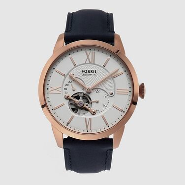Годинник Fossil Townsman для чоловіків: механічний автомата з нержавіючої сталі або шкіряним ремінцем (44 мм, білий)