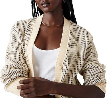 Levi's Daen Snowflake Strickjacke: жіноча в'язана жилетка з принтом сніжинок (L, смужка Butter Cream)