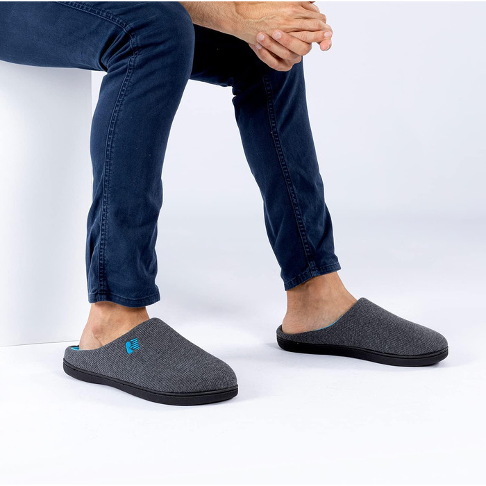 Чоловічі домашні капці RockDove з ефектом пам'яті (Memory Foam), двоколірні, темно-сірі та сині, розмір 46/47 EU