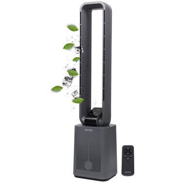 Турбовентилятор Echos Golo Grey: тихий, з пультом, осциляція, LED-дисплей, 3 режими, 12 швидкостей, таймер 15h