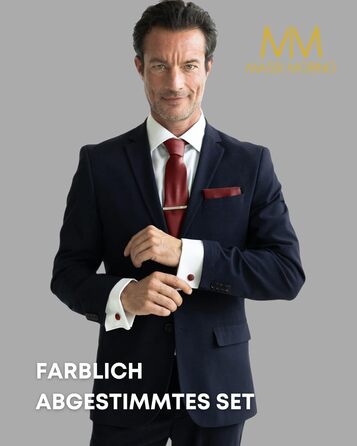 Массі Моріно: Комплект краватки з нагрудною хустиною для чоловіків. Включає краваттяну голку, запонки та подарункову коробку. Ідеальний вибір на весілля. Винотний колір, універсальний розмір.