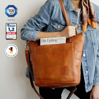 Сумка жіноча шкіряна через плече Berliner Bags Verona (коричнева). Велика сумка-шопер з YKK-застібкою