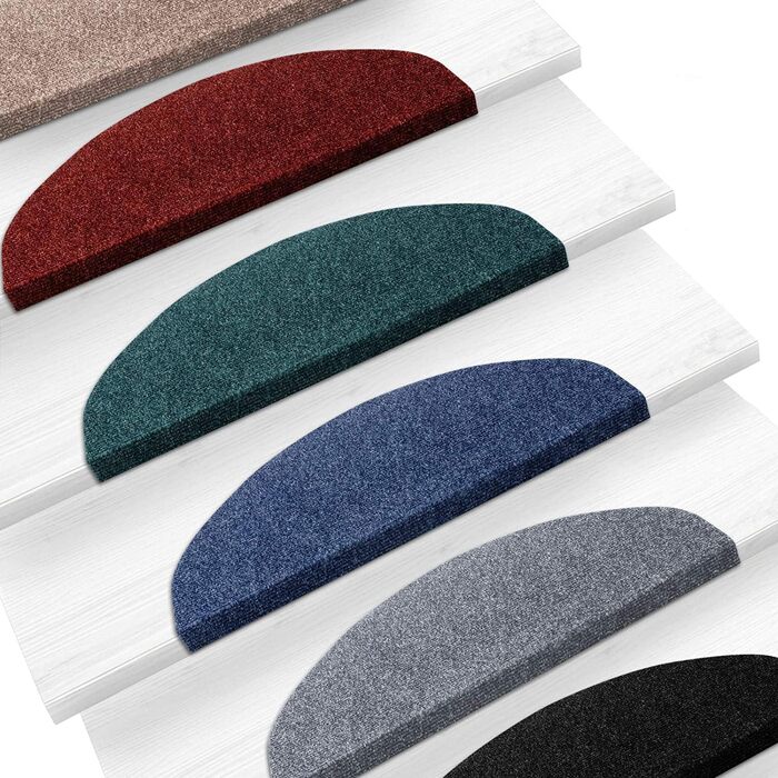 Casa Pura Non-Slip Stair Treads - 15 Piece Set - Adhesive Backed, Round Edge - Indoor Stair Carpet - Anthracite Grey