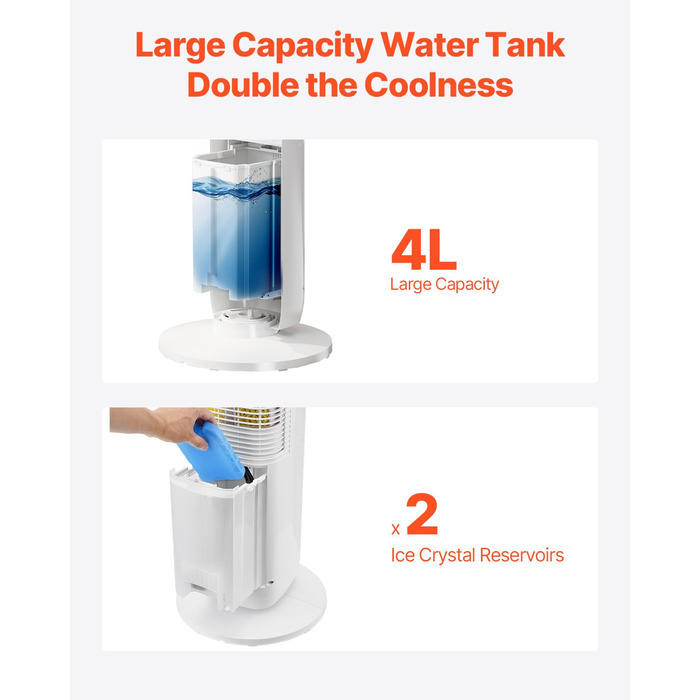 Турбовентилятор VEVOR: 7,1 м/с, тихий, з осциляцією 70°, 9 режимів, 4 моди, таймер 24 год, пульт, для дому, офісу, спальні