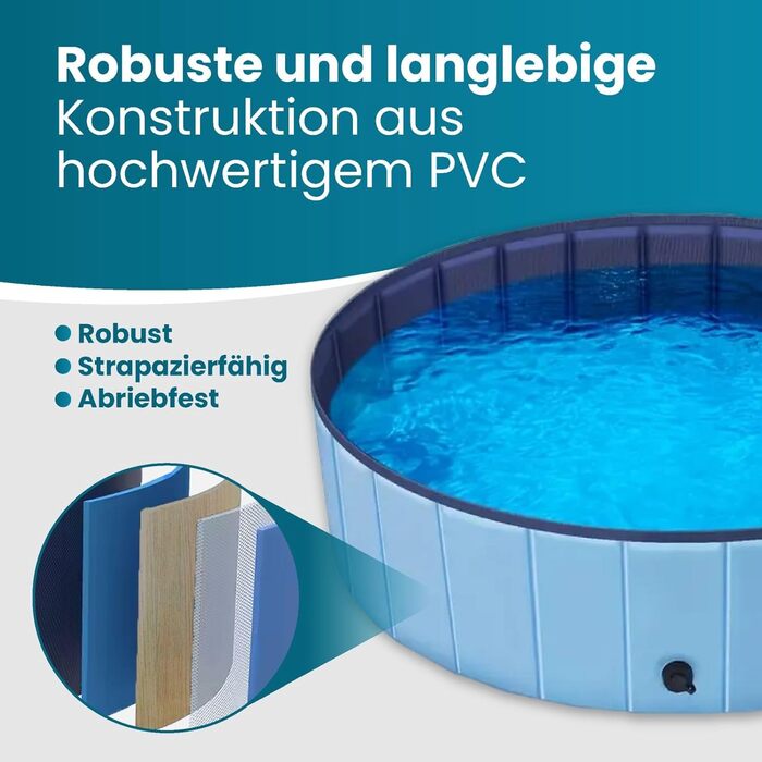 Зручний надувний басейн для собак та котів, 120x30 см, з клапаном для зливу води, неслизький, портативний
