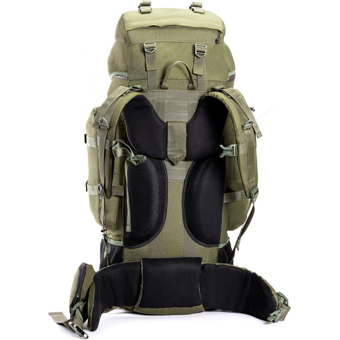 Tripole Rucksack from the Colonel Series with Internal Frame - Featuring Detachable Daypack and Rain Cover (95 Liters, Olive Green)