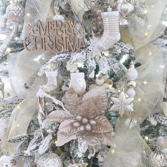 Набір прикрас для ялинки Sea Team 77 шт., міцні кулі, новорічні орнаменти, з подарунковою упаковкою (шампань)