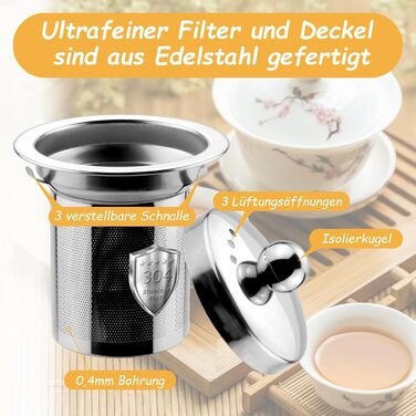 Чайник скляний Honneeo 450 мл з знімним фільтром, для листового чаю, трав'яних зборів та фруктів