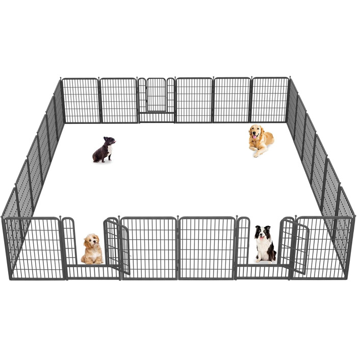Металевий вольєр для собак на вулицю, 81.3 см, вольєр для середніх та маленьких собак, 24 панелі, 101.6 x 68.6 см