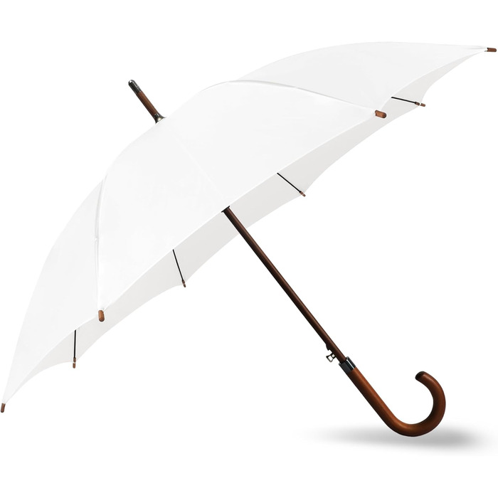 SoulRain Парасолька з класичною дерев'яною ручкою, автоматичне відкриття, вітростійка, прозора, незламна, 121.9 см