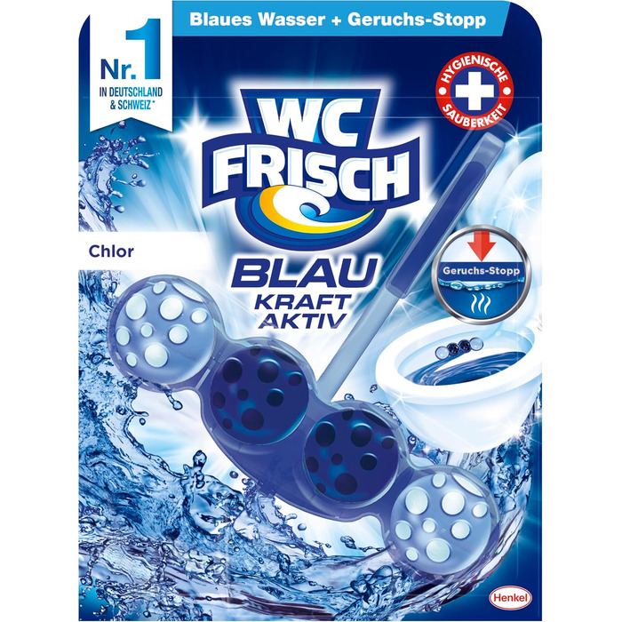 Очищувач для унітазу WC Frisch Kraft Aktiv з хлором, блокувальник запаху та освіжувач (набір 10 шт)