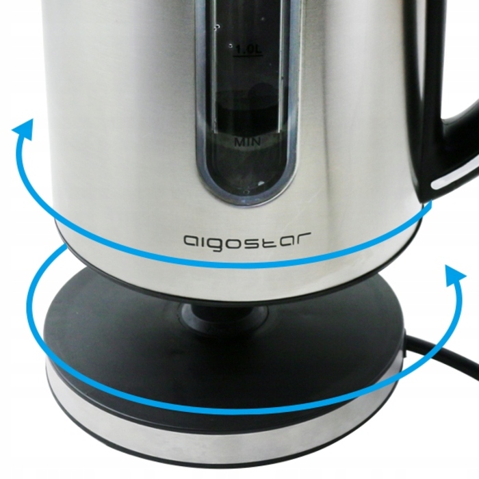 Електричний чайник Aigostar 300104CEA, 2200 Вт, 1,7 л, сріблястий/сірий