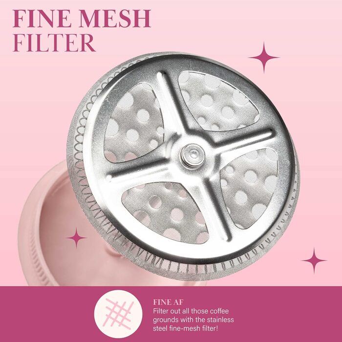 Френч-прес Paris Hilton на 8 чашок, рожевий, з ложкою у формі серця, 2 шт.