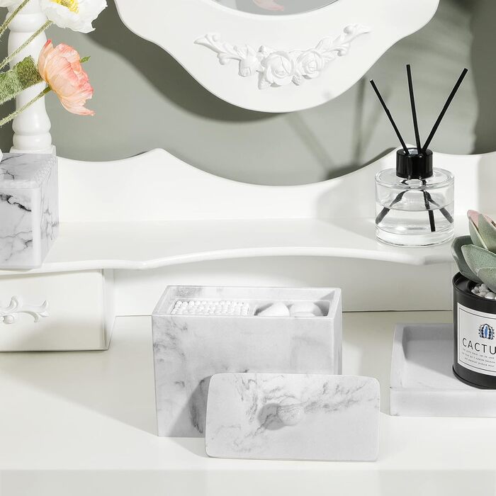 Органайзер для ватних паличок та дисків Luxspire з 2 відсіками, білий. Косметичний контейнер для зберігання ватних паличок, дисків та інших дрібниць.