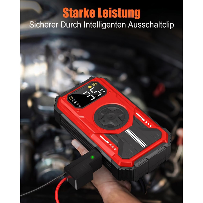 Powerbank для авто 7-в-1: Пускозарядний пристрій 7000A, Компресор 150 PSI, LED Ліхтарик, LCD Дисплей (Бензин до 10л, Дизель до 8л)