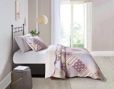 Комплект постільної білизни Brilliant Sunshine Grey Heart Love Patchwork (2 шт.): ковдра та наволочка, двоспальне ліжко, стегане покривало, рожевий, для дому