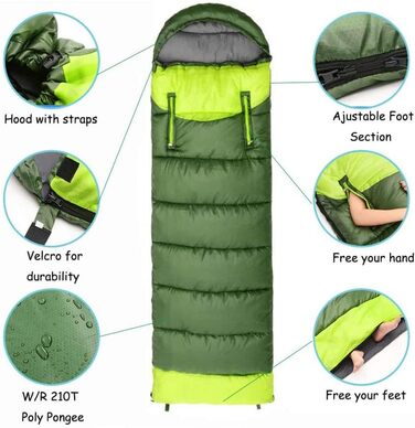 Спальний мішок для кемпінгу, 0°C, легкий, водонепроникний, для дорослих та дітей, -10°C, для подорожей та походів