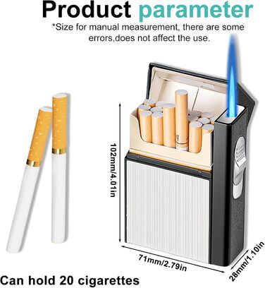 Алюмінієве екіпен для сигарет з запальничкою: водонепроникний кейс для 20 сигарет, USB зарядка (без газу), білий