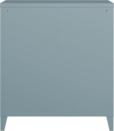 Металевий шафа [en.casa] Oripää для вітальні, офісу та майстерні, 90x80x33 см, з 2 дверцятами і регульованою полицею, сіро-блакитна