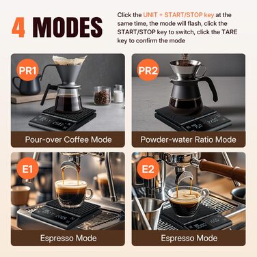 Ваги для кави Wigearss з таймером, 5 кг/0.1 г, високоточні для еспресо та Pour-Over