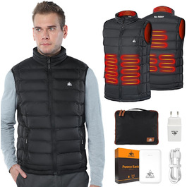 Електрична гріюча жилетка для чоловіків з 6 зонами обігріву, USB, для осені, зими, чорна XXL