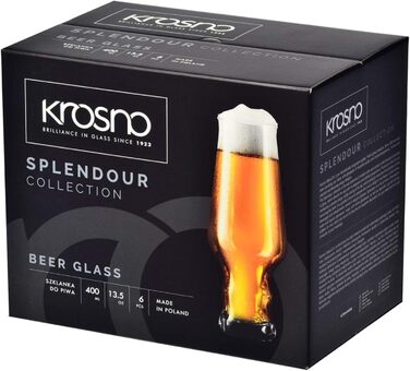Набір склянок KROSNO Craft Bier Splendour | 6 шт., 400 мл | Для пива, вечірок, посудомийна машина