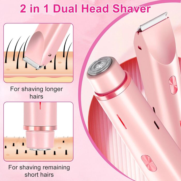 Електричний жіночий стайлер 2-в-1: для обличчя, тіла та бікіні. Вологозахисний, акумуляторний.