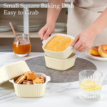 Набір форм для запікання NUTRIUPS 400мл, 4 шт., кераміка, жовтий (14.5 x 11.5 x 5.5 см)