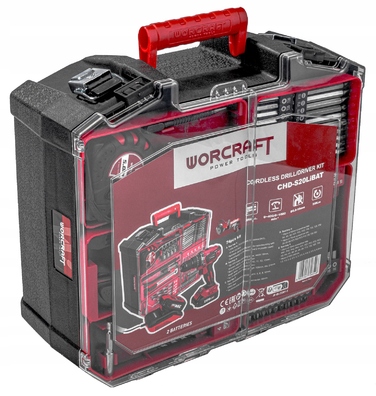 Акумуляторний шуруповерт Worcraft 20 V 2,0 Ah з кейсом та набором аксесуарів