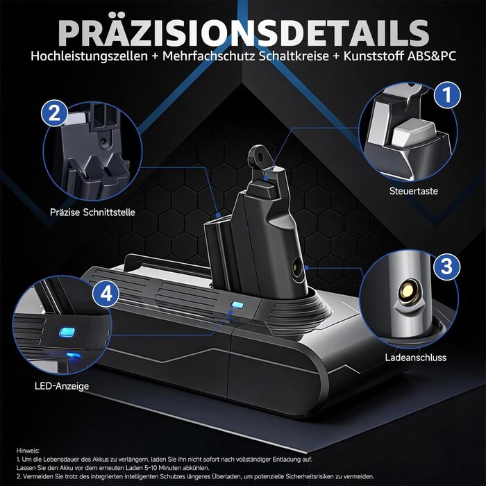 Акумулятор для пилососа Dyson Absolute/Animal/Motorhead/Fluffy SV10 V6 (5 фільтрів + 2 гвинти)