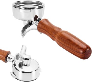 Портфільтр DIBTSA 58 мм для еспресо-машини Nuova Simonelli, подвійний вилив, 2 вушка, нержавіюча сталь, фільтр-корзина, дерев'яна ручка