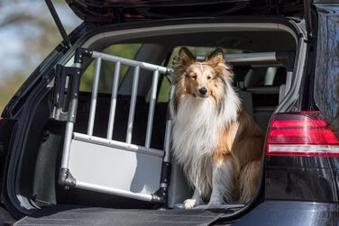 Тріксі переносна клітка для собак, алюміній, срібна, розмір M (53x61x74 см) - стабільна, тиха, з безпечним замком та неслизьким килимком