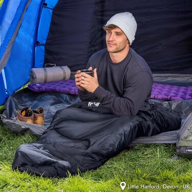 Спальний мішок Trail для дорослих – 3-сезонний, для кемпінгу, 300 GSM, з внутрішньою кишенею, легкий компресійний мішок (антрацитовий)