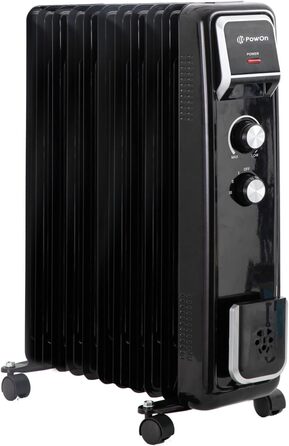 Електричний масляний радіатор PowOn 7 ребер - 30x14x38 см, 2500W | Економне опалення