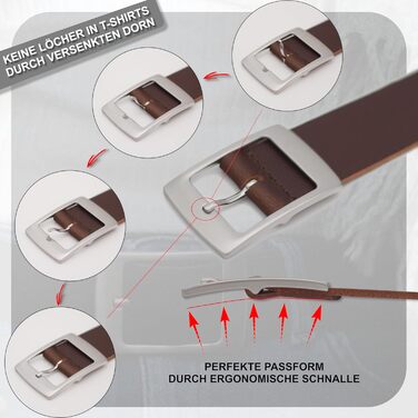 Жіночий шкіряний ремінь Friedrich Hoffmann, ширина 4 см, коричневий, 120 см (зроблено в Німеччині)