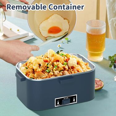 Електрична ланчбокс SOOOEC 100W, 3-в-1, з нержавіючої сталі, 12V/24V/220V, для авто/офісу, з ізольованою сумкою (Оранжево-чорний, Зелено-блакитний), об'єм 1.8L