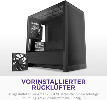 NZXT H3 Flow: Корпус для ПК Micro-ATX з оптимізованим повітряним потоком, 120мм вентилятор, підтримка Full-Size GPU, радіатори 280мм/240мм, чорний