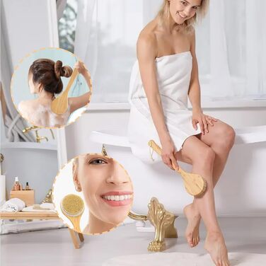 Набір з 2 шт. щітки для спини Brslainn, суха щітка для тіла, душова щітка для пілінгу та видалення омертвілої шкіри