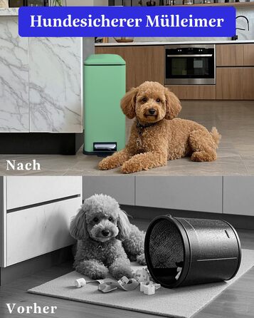 Відро для сміття кухонне 30л, нержавіюча сталь, з кришкою, внутрішній відерцем, прямокутне, зелене