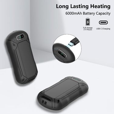 Електричні грілки для рук 2 шт., 6000 мАг, перезаряджувані, магнітні, 3 режими нагріву, USB, для жінок, чоловіків, дітей