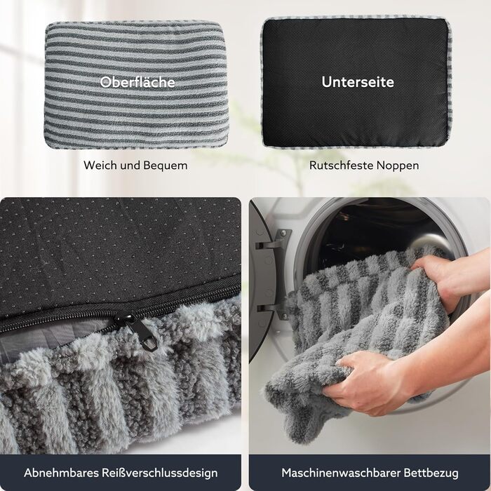 Крісло-ліжко для собак середніх порід, м'яке, знімне, антиковзаюче, 74x53x8 см, сіре