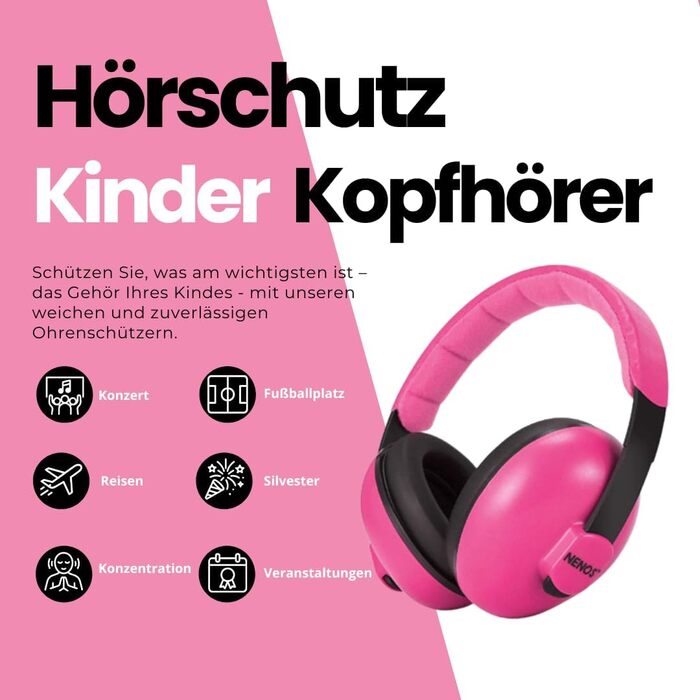 ESTRO Захист слуху для дітей - навушники шумопоглинання, рожеві EM1